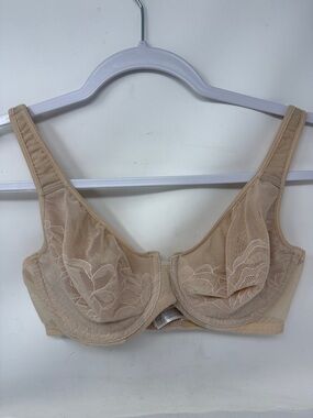 Wacoal Stark Beauty Underwire Bra Full Coverage unlined mesh floral lace 34D